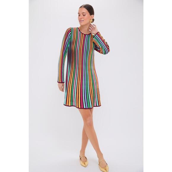 TUCKERNUCK Rainbow Stripe Knit Amal Dress Size S NWT Retail $248 Tuckernuck - Picture 4 of 7
